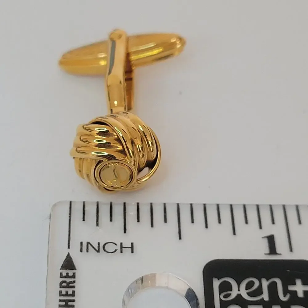 Dunhill D Cufflinks Gold Tone Logo Oval Knots Designer Logo Vintage Retro Bullet